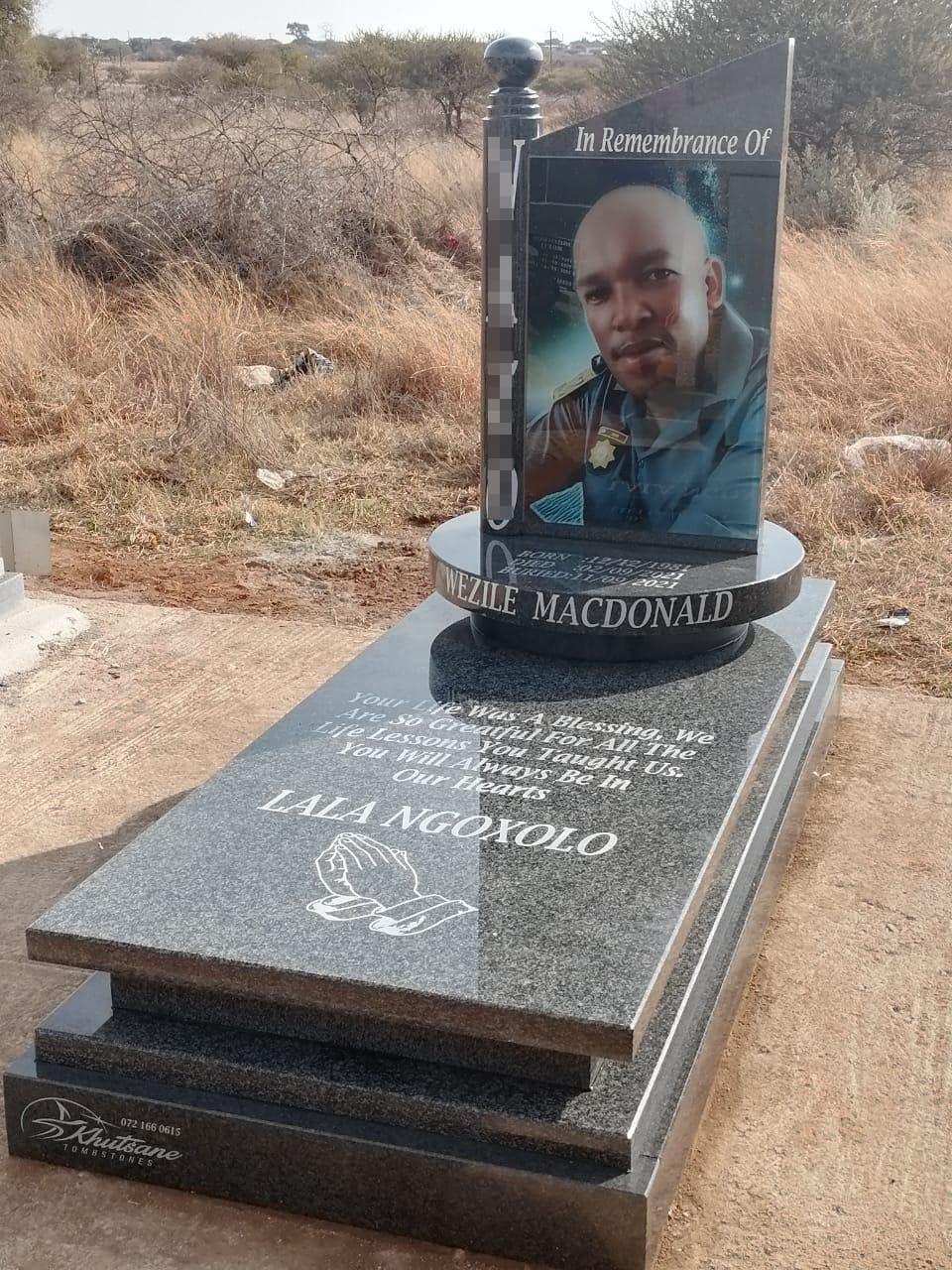 Memorial with beautiful glass portrait