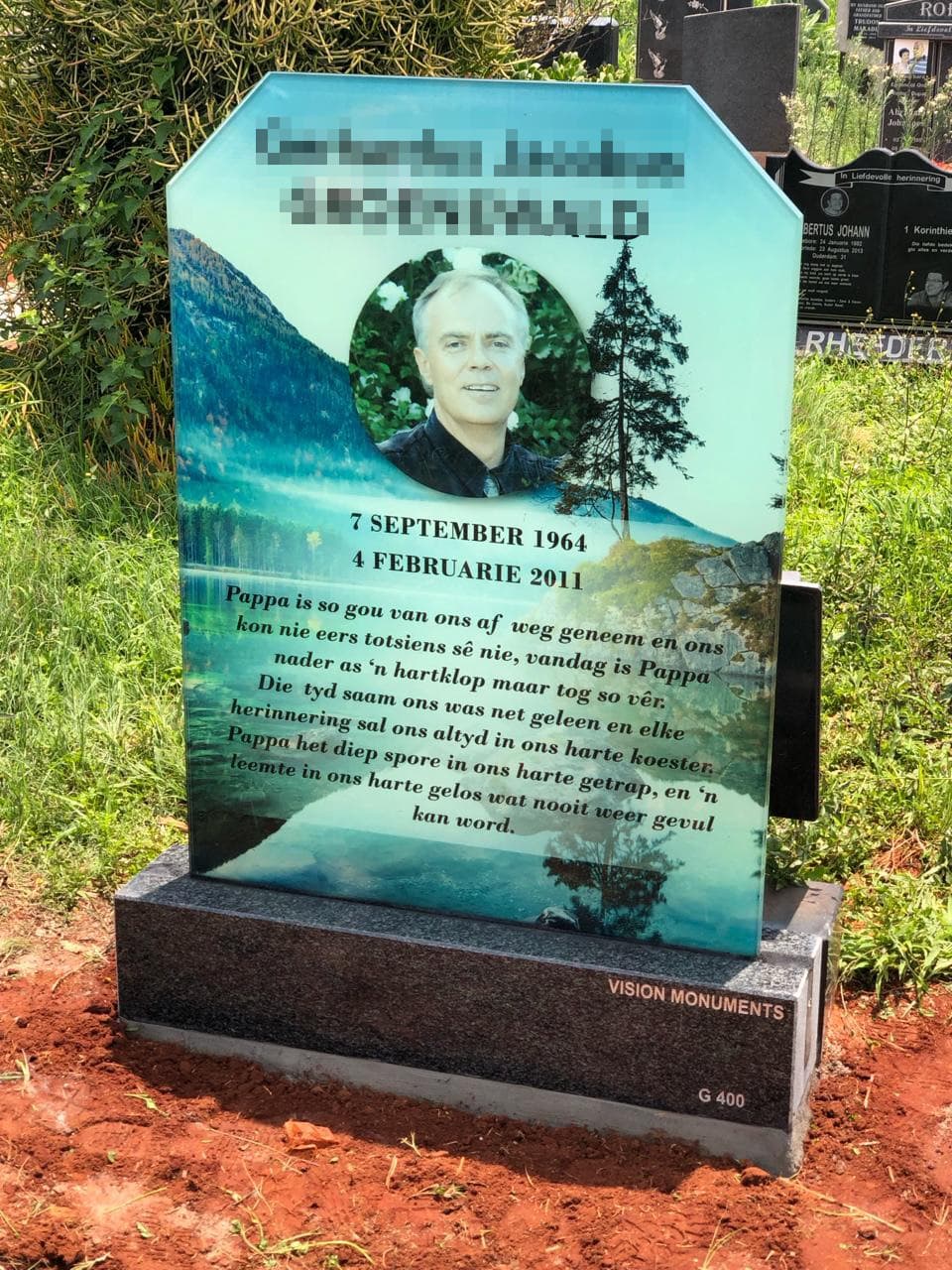 Completed memorial at gravesite