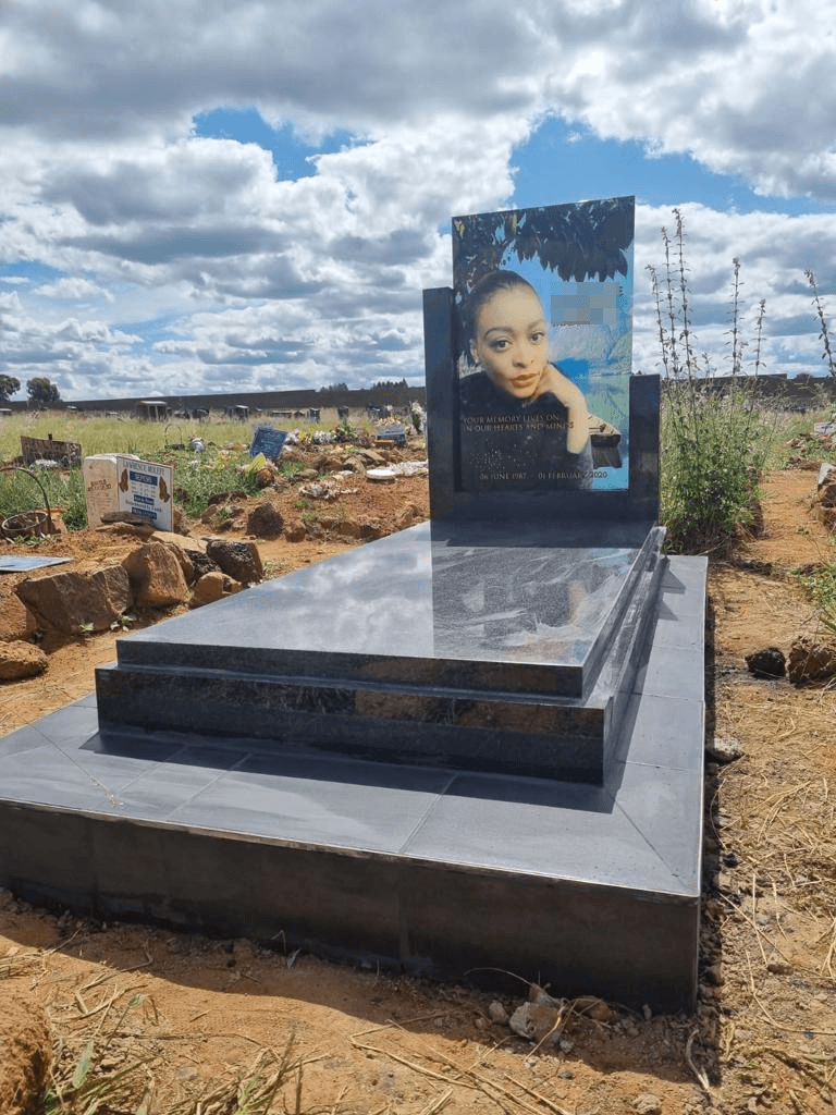 Colorful glass portrait memorial