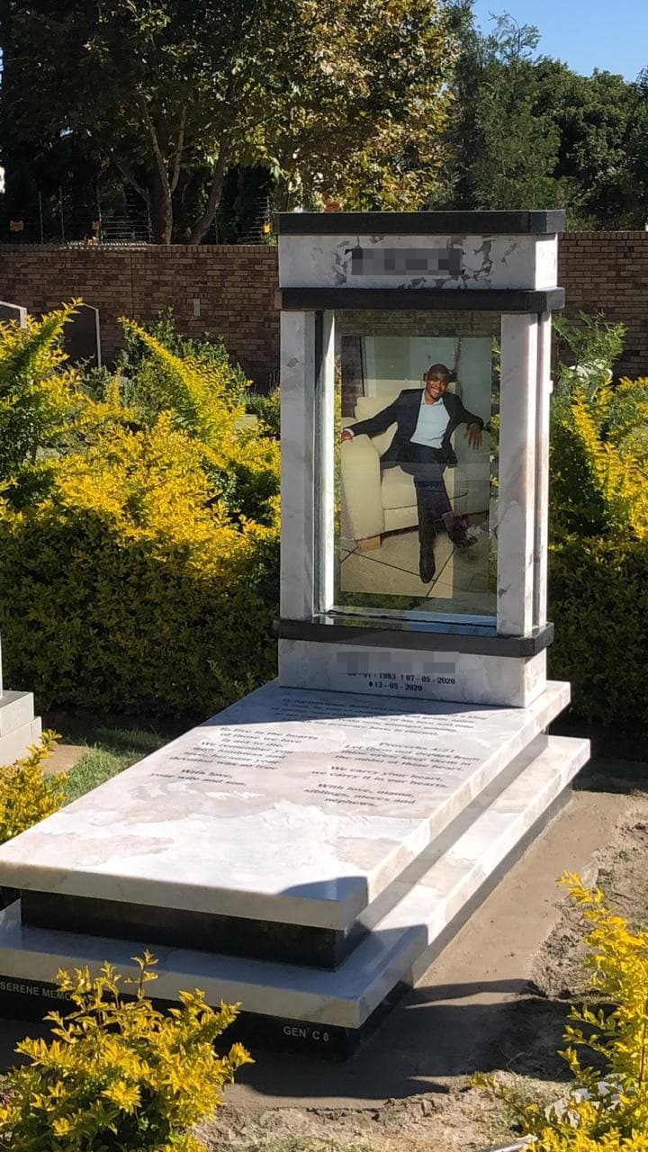 Glass portrait memorial detail